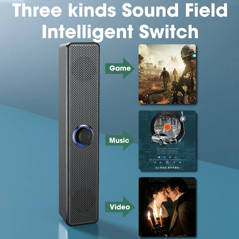 Wired & Wireless USB PC Soundbar for TV and Gaming