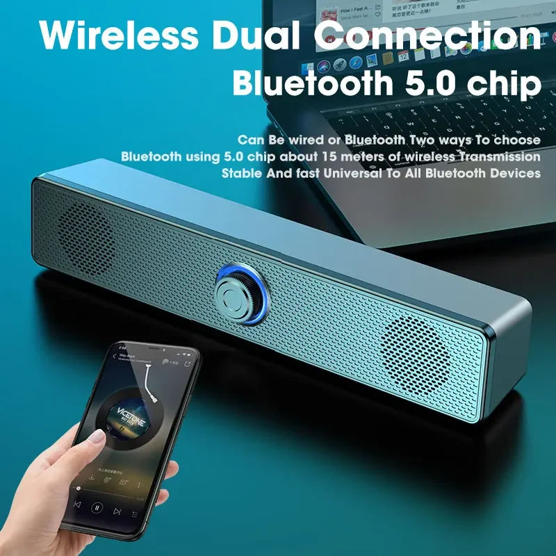 Wired & Wireless USB PC Soundbar for TV and Gaming